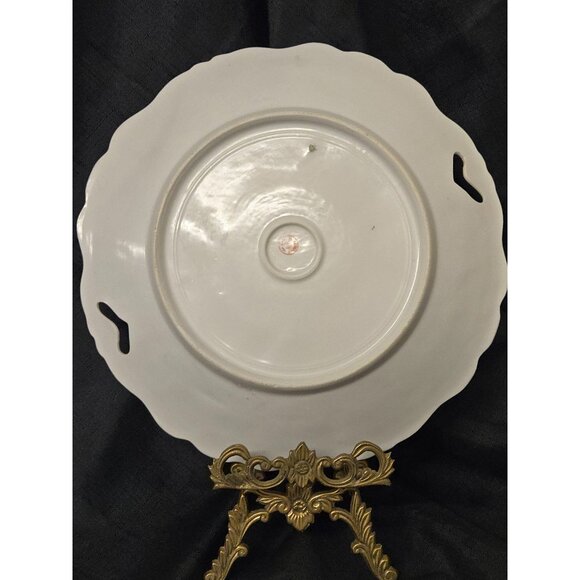 10" Antique Plate w/ Handles Porcelain Hand painted Floral Made in Germany - Picture 4 of 6